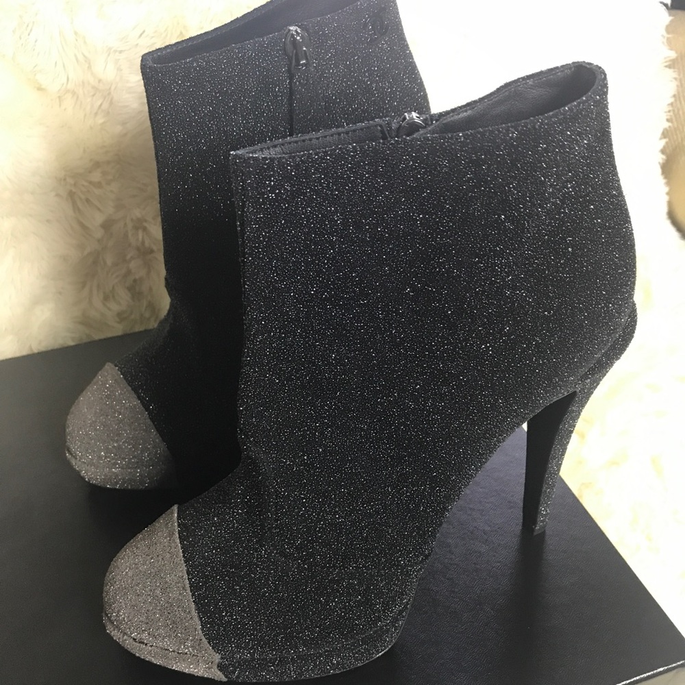Authentic CHANEL Glitter Leather Platform booties - Picture 3 of 8